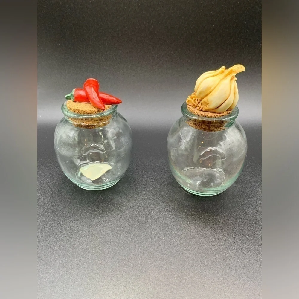Glass Spice Jars Cork Lids Ceramic Food Knobs Barrel Jars Apothecary Set of 4